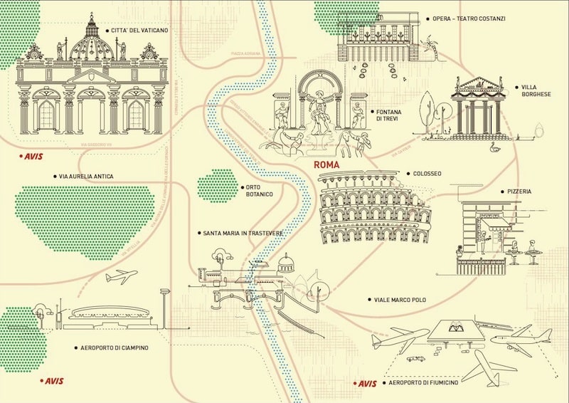 Rome map by Avis Car Hire