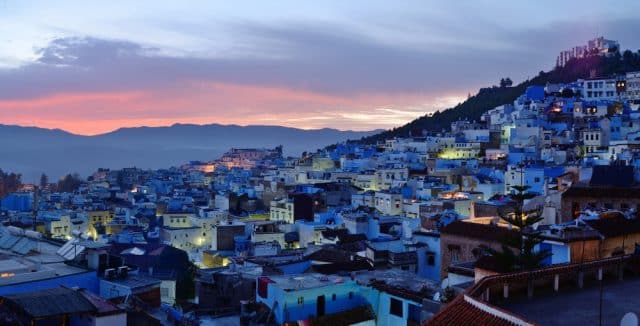 Chefchaouen by night in marocco
