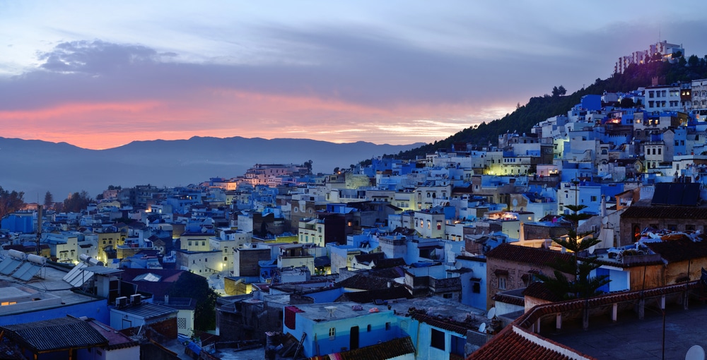 Chefchaouen by night in marocco