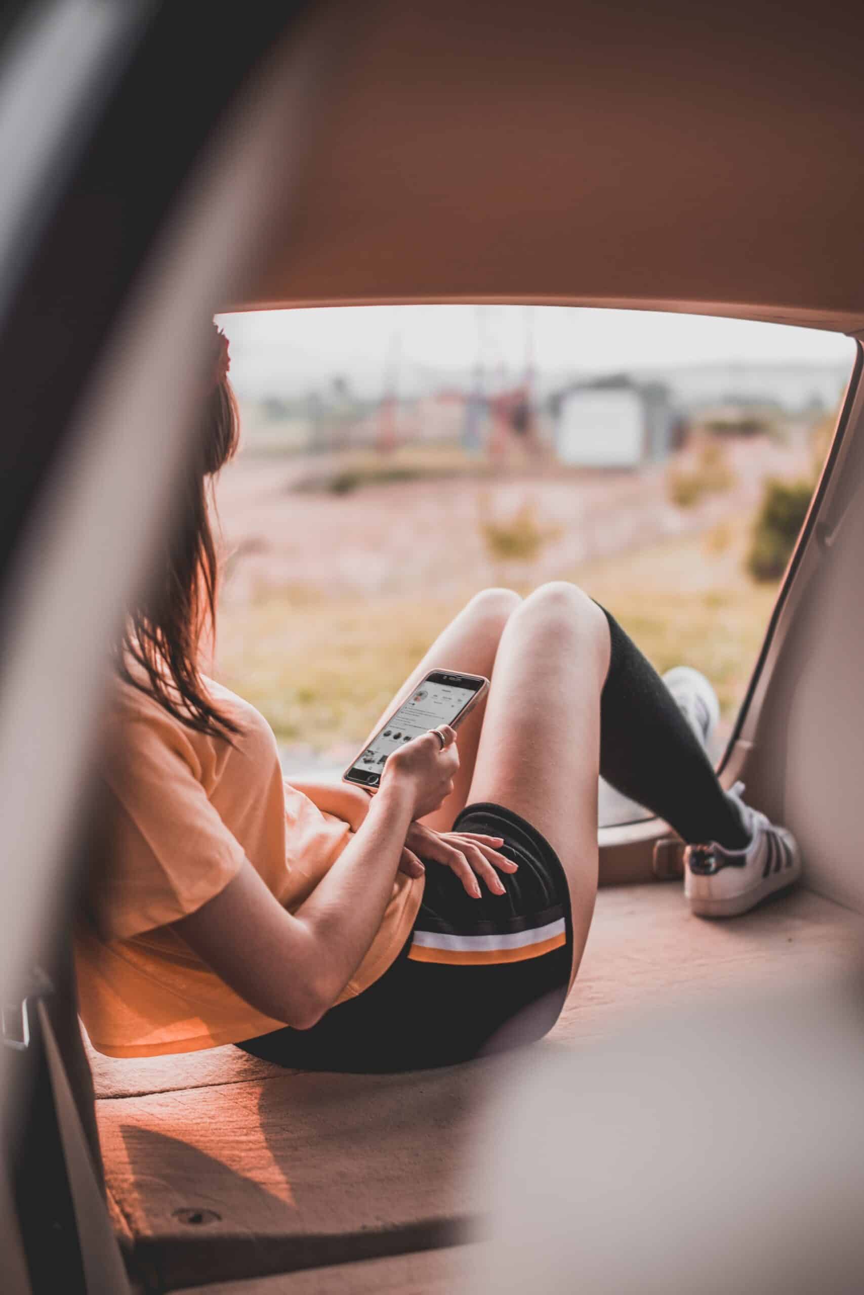 traveller in a van
