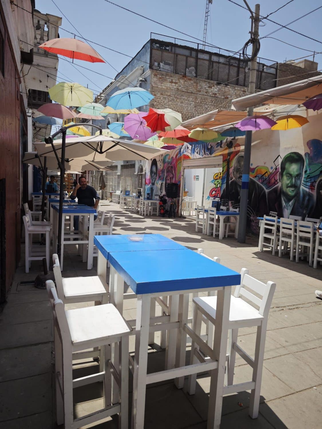 Colorful Umbrella Street of Callao in Lima