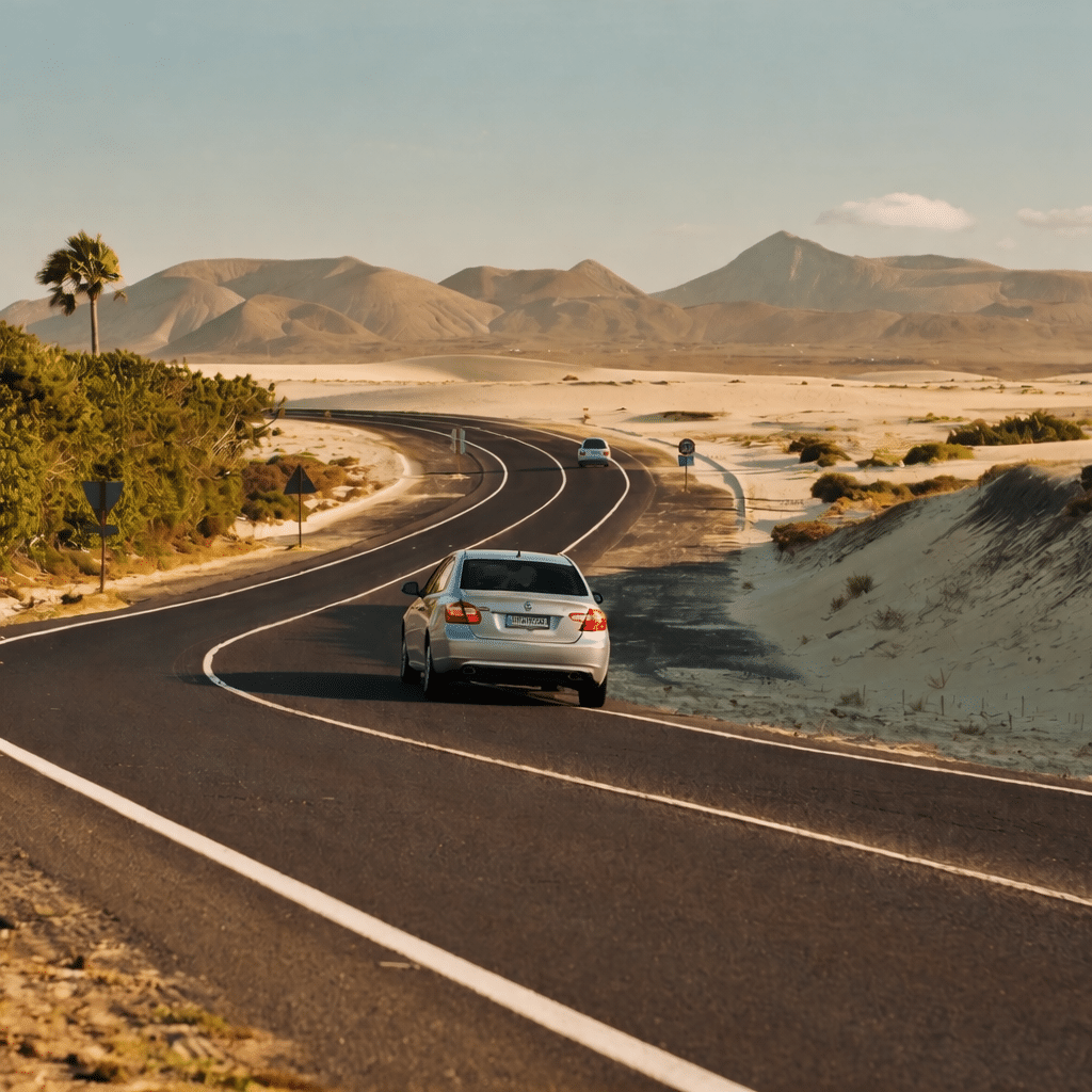 car on the road in the middle of nowhere