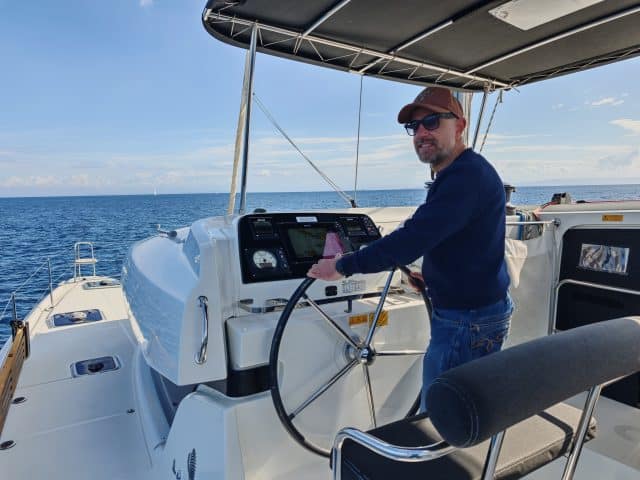 sailing in Vis with catamaran