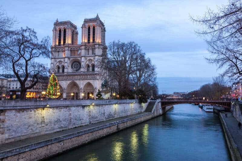 Notre Dame de Paris at dusk, France