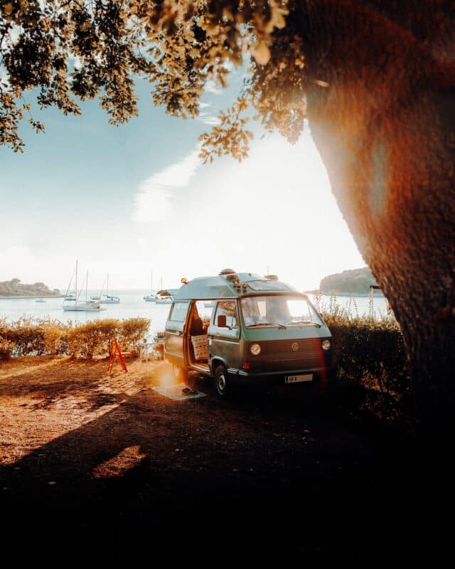 van at sunset